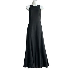Vintage REGGIO Black Metallic Formal Gown Women's Size 6 Cut-Out Back Shimmering